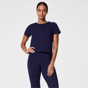 Spanx Perfect Pleated Back Top - Lapis Navy Blue NWT 3X